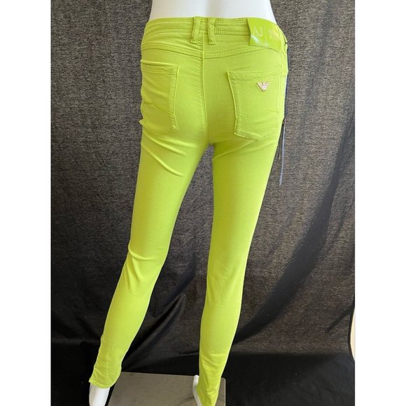 $215 NWT Armani Jeans Women's Lime Green Pants Stretch Skinny Leg Low Rise Sz 27 - Picture 6 of 10